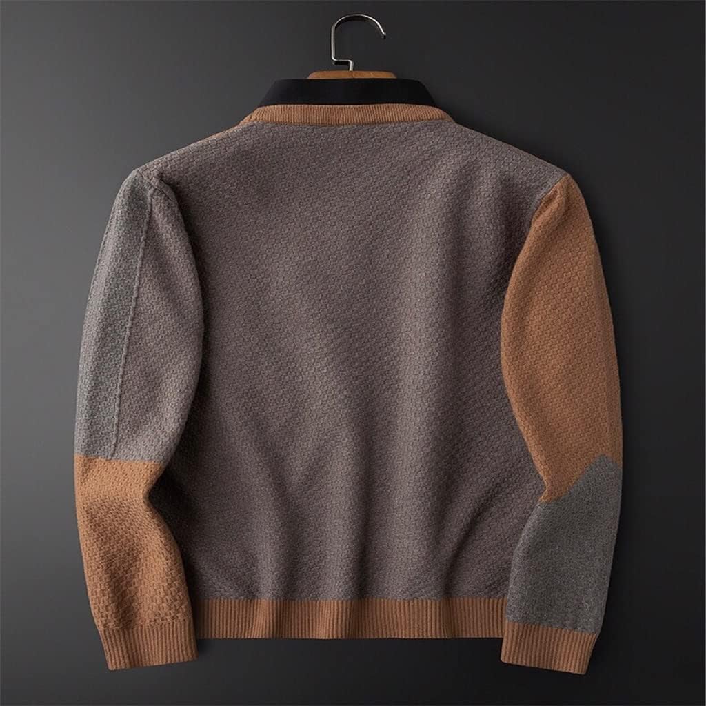 Gerrit 秋と冬の厚いセクションの暖かい衝突色のスプライシング シャツの襟の偽の 2 つの部分のセーター (Color : A,