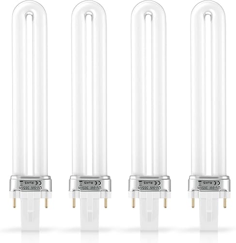 IMIKEYA 4 bombillas de repuesto para secadora de uñas, 9 W, 365 nm, bombilla UV para uñas, gel de curado, herramienta de manicura para lámpara de