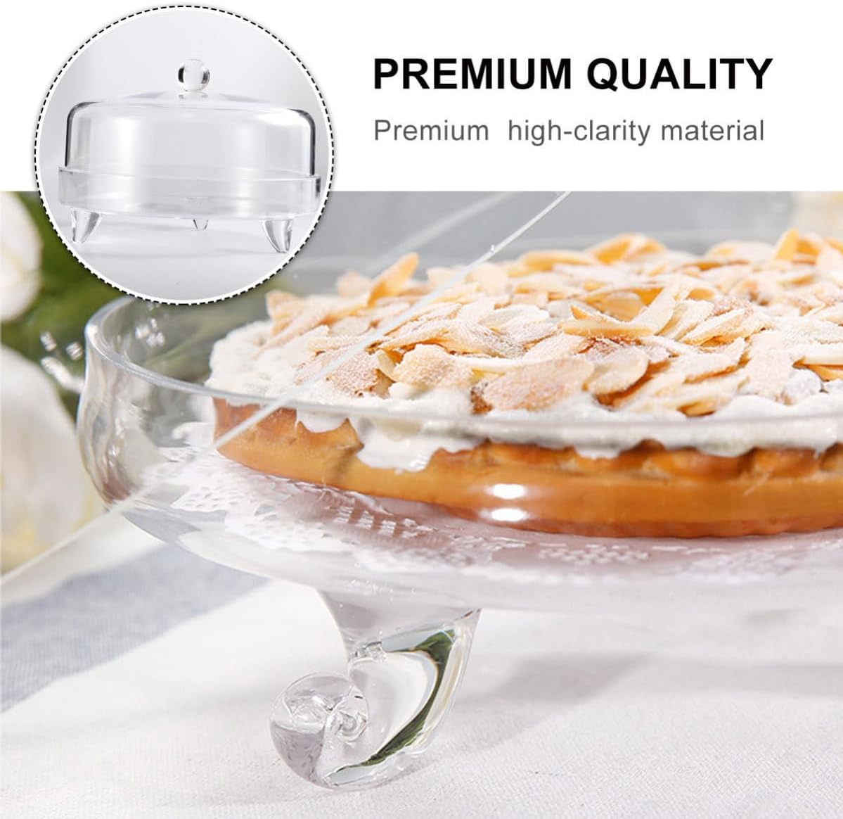 SHOWERORO Arched Acrylic Food Cover for Cake and Food Easy to Carry Plastic Cake Stand Cover for Outdoor and Backyard Kitchen Use