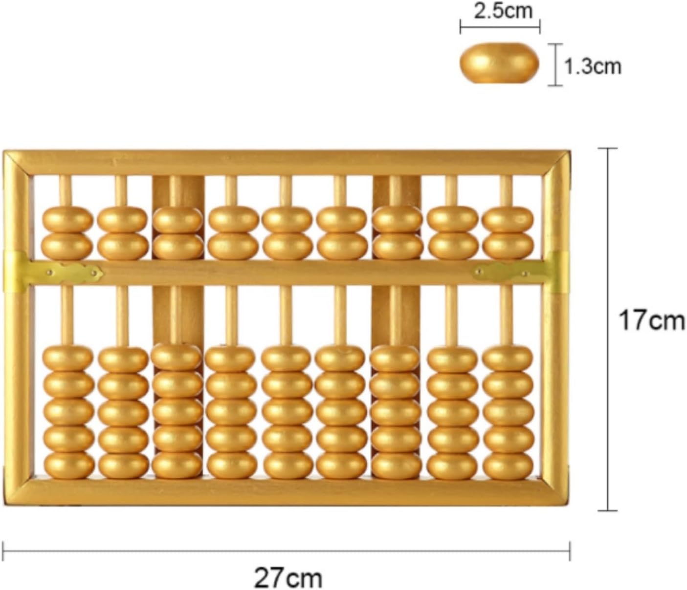 Math Abacus Educational Tool Abacus 9 Column Wooden Chinese Japanese Calculator Educational Counting Tool Office Decoration(Gold)