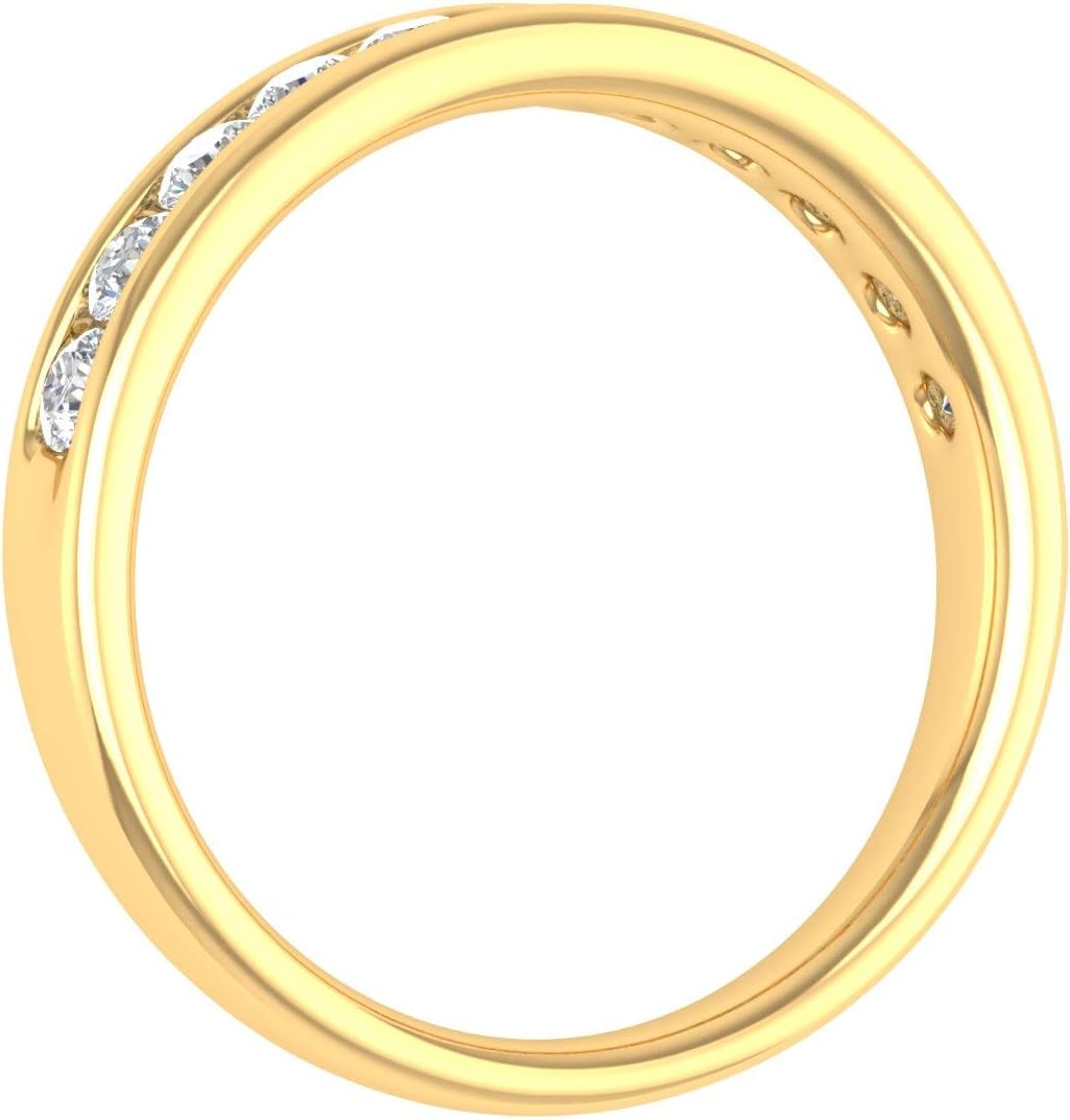 FINEROCK 1/2 Carat Channel Set Diamond Wedding Band Ring in 14K Gold