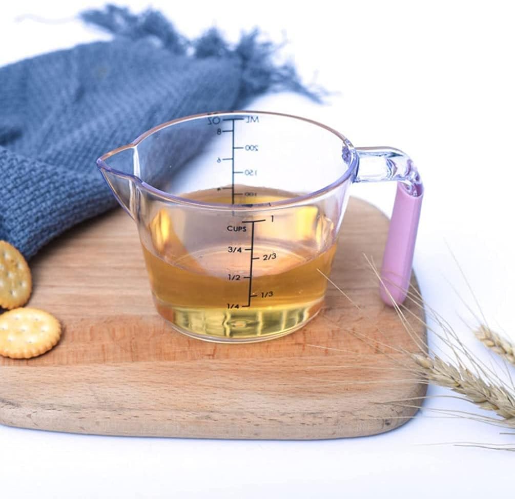 Clear Measuring Cup, Stackable Heat- with Angled Grip and Spout for Flour Oil Powder