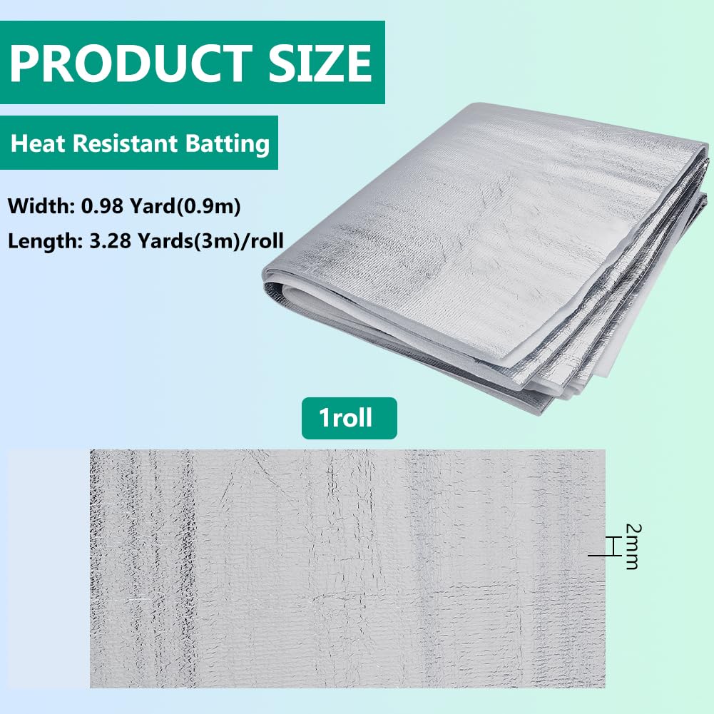 BENECREAT Ouate Résistante à la Chaleur de 3 m Doublure Thermique en Ouate de 90cm de Large Tissu Réfléchissant la Chaleur pour Maniques Gants de Cuisine Sous Verres Couvre Bols