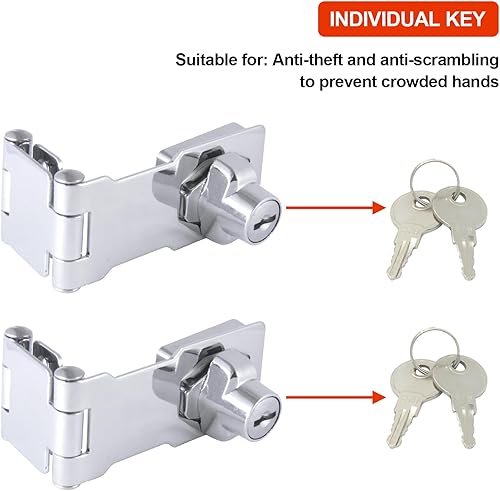 Miniatura 2 de 2 Pack de Cerraduras de Puerta con Pestillo Plegable, Cerradura de Cajon de Escritorio de Acero Inoxidable Sólido 304, para Cajones de 90 Grados y