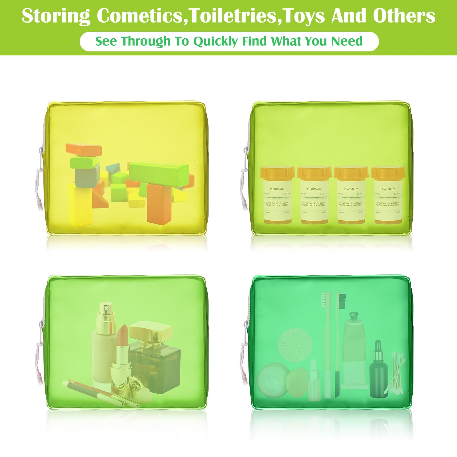 Bolsas de aseo transparentes esmeriladas a prueba de fugas, bolsas de viaje con cremallera, bolsa de maquillaje aprobada por la TSA, bolsas de cosméticos de viaje impermeables para mujeres y