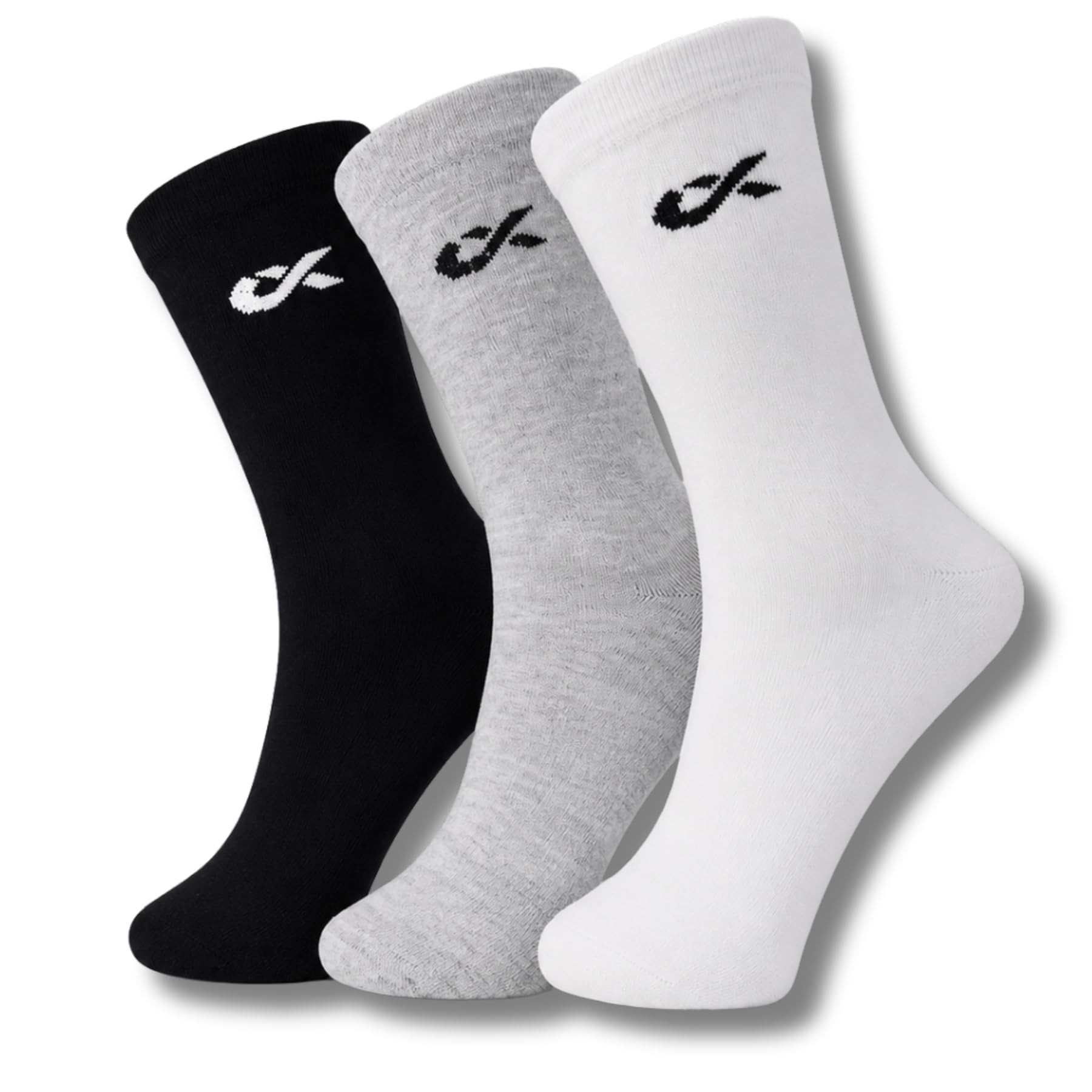 Texas Men's Solid Calf Crew Combed Full Length Cotton Formal Socks, Odour Free & Breathable, Free Size - Ideal for Home, Office Wear (WHITE/GREY/BLACK)
