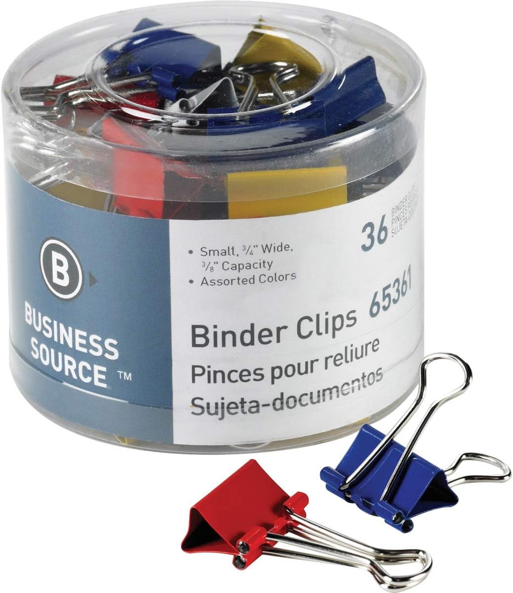36-Pack Colorful Binder Clips - Small Size For Office & School Use