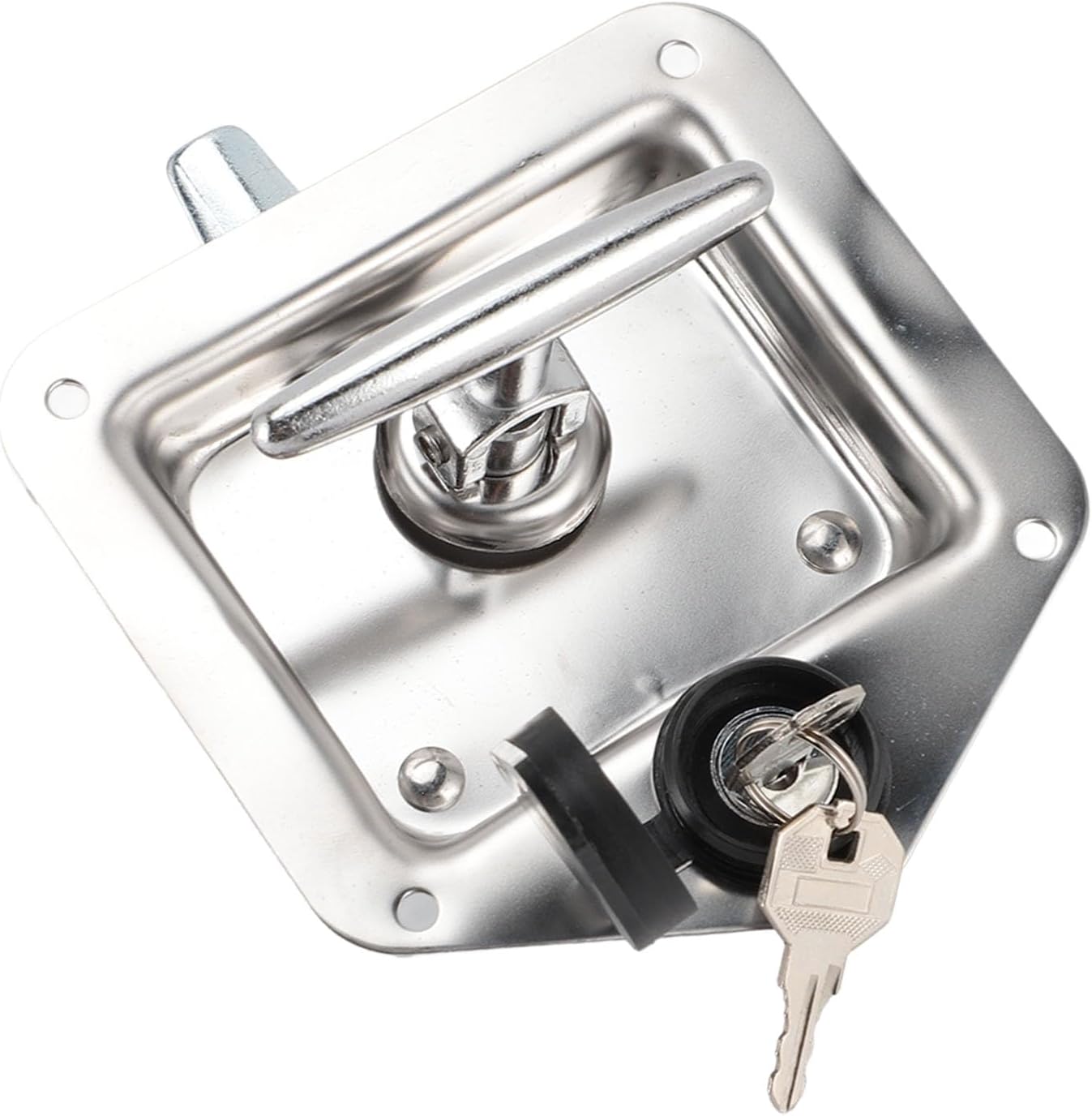Stainless Steel Truck Tool Box Latch, Folding T Handle Lock for Toolbox and Cabinet, Rustproof Flush Mount Latch with Secure Locking Mechanism for Home Office Commercial Use