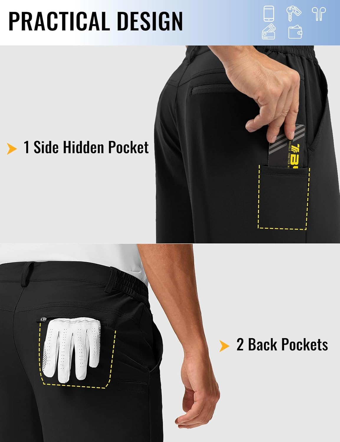 Rdruko Men's Stretch Golf Shorts 9" Quick Dry Lightweight Elastic Waist Waistband Flat Front Dress Shorts with 5 Pockets - Image 7