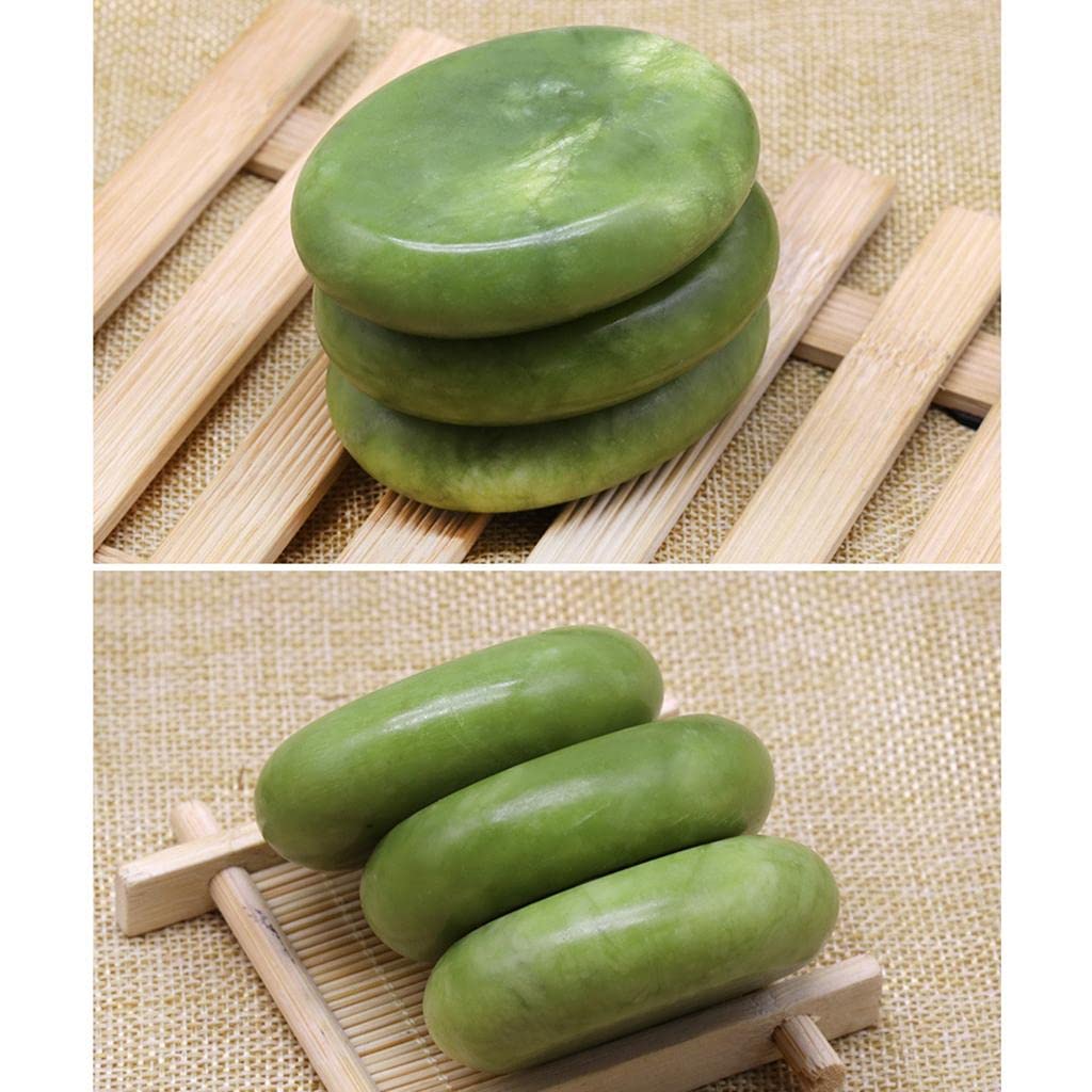 Jojomis 6 piezas de piedra de masaje caliente de jade para el cuerpo facial, piedra caliente, masaje de spa, 6 x 8 cm