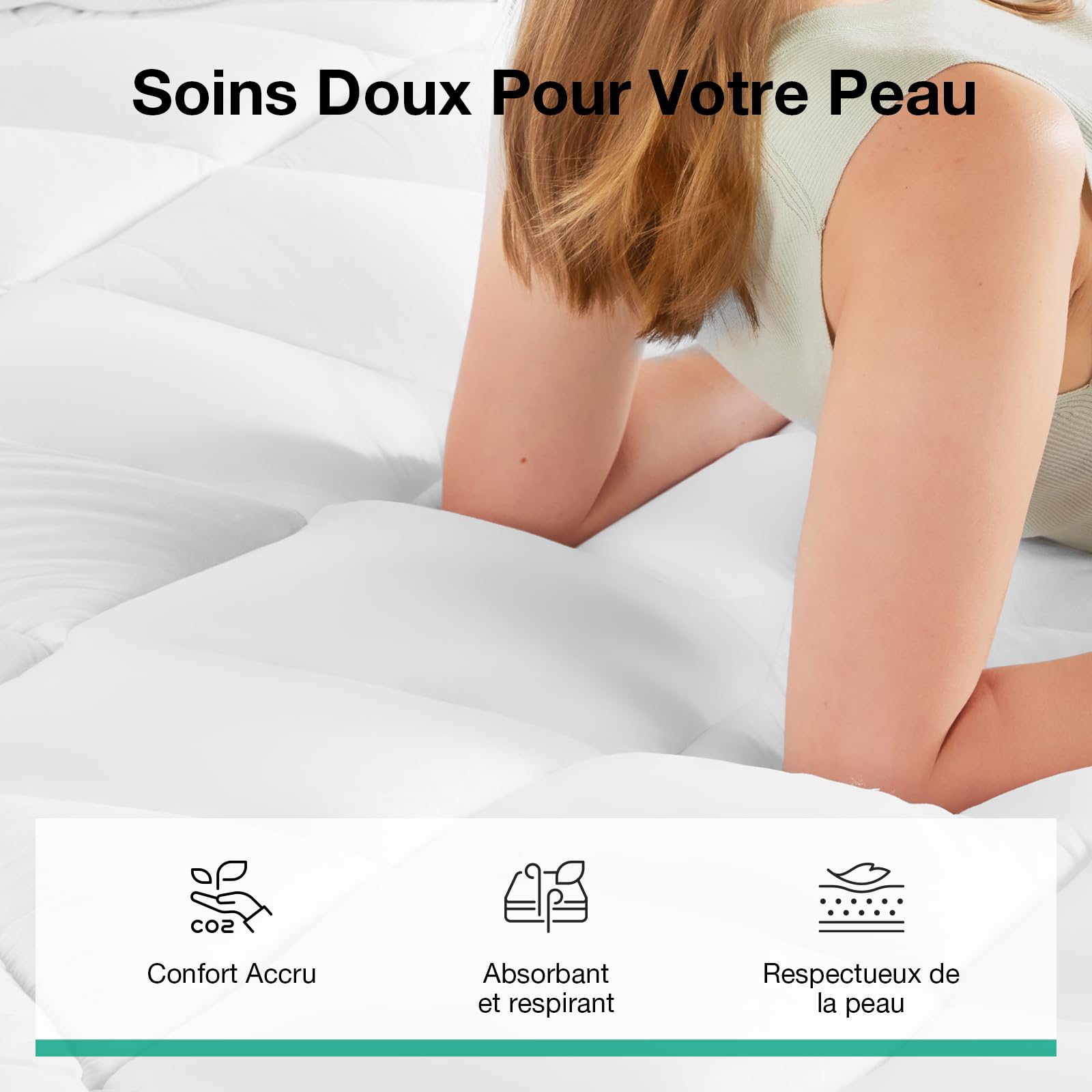 Novilla Surmatelas 140x190 cm, Rafraîchissant et Respirant 3D Forme Couvre Matelas en Microfibre avec 30cm Poche Extra Profonde, Blanc
