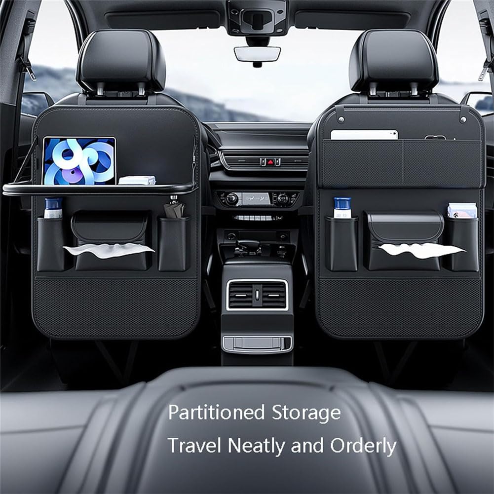 Coche Organizador Asiento Trasero para Tesla Model 3 Model S Model X Model Y, con Mesa Plegable Bolsa Almacenamiento Impermeable Protector Respaldo Accesorios,A/Black