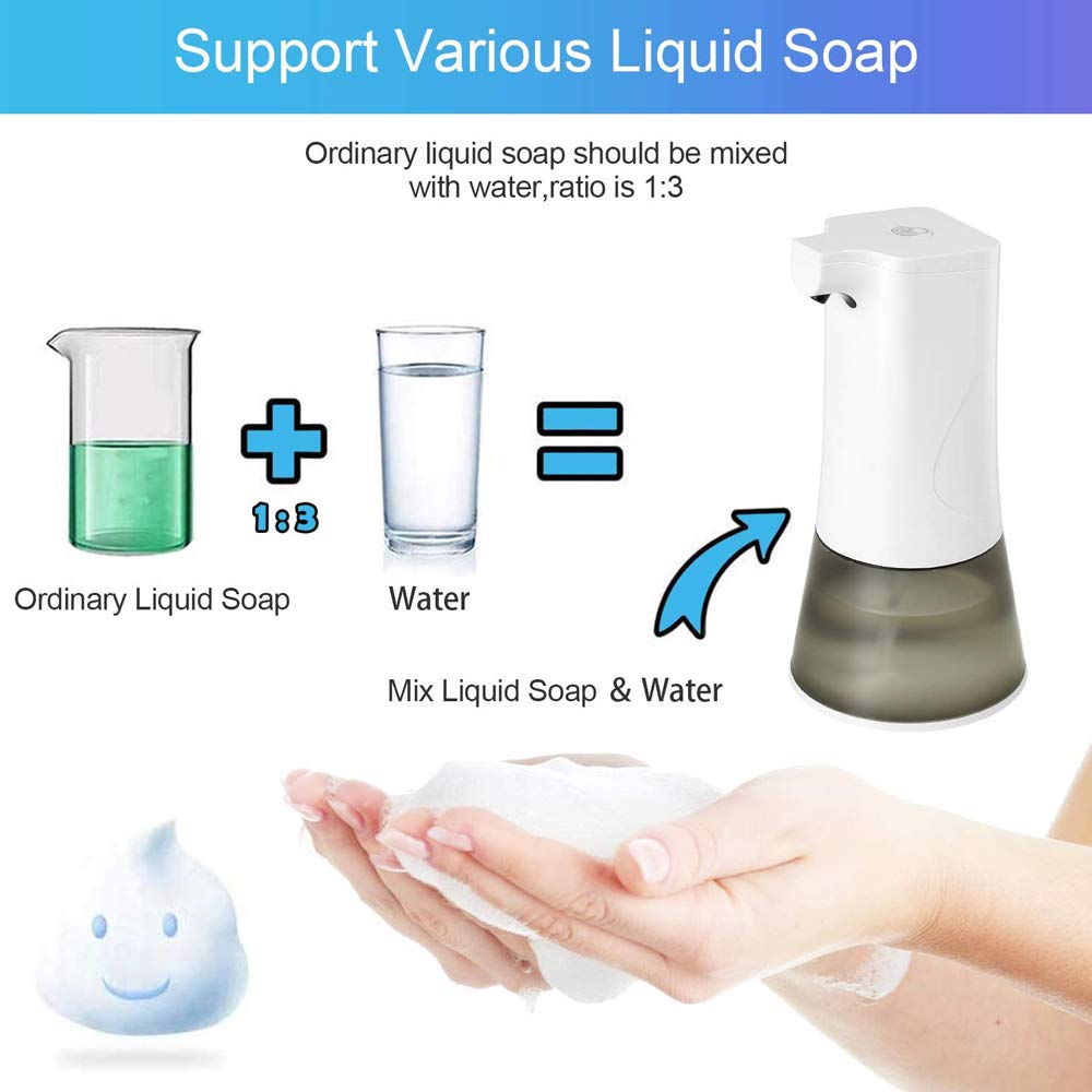 Fayelong Dispenser di Sapone per Mani Senza Schiuma con Sensore Automatico di Erogatore di Sapone Senza Set per Lavello del Bagno della Cucina (Tipo: Carica USB)
