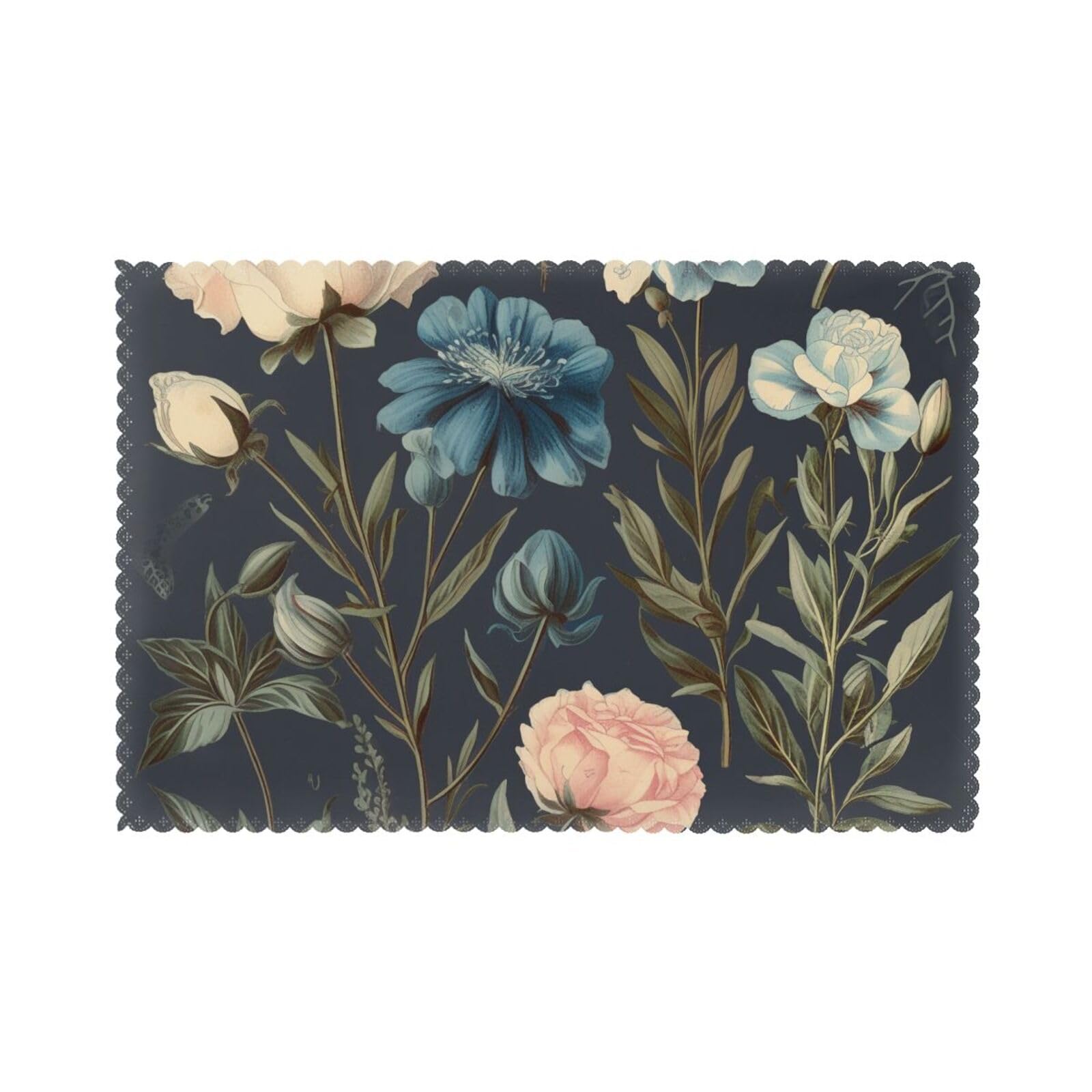 Floral Printed Placemat Heat Resistant Place Mats Set of 6 PCS Washable Kitchen Table Mats, 12x18 Inch
