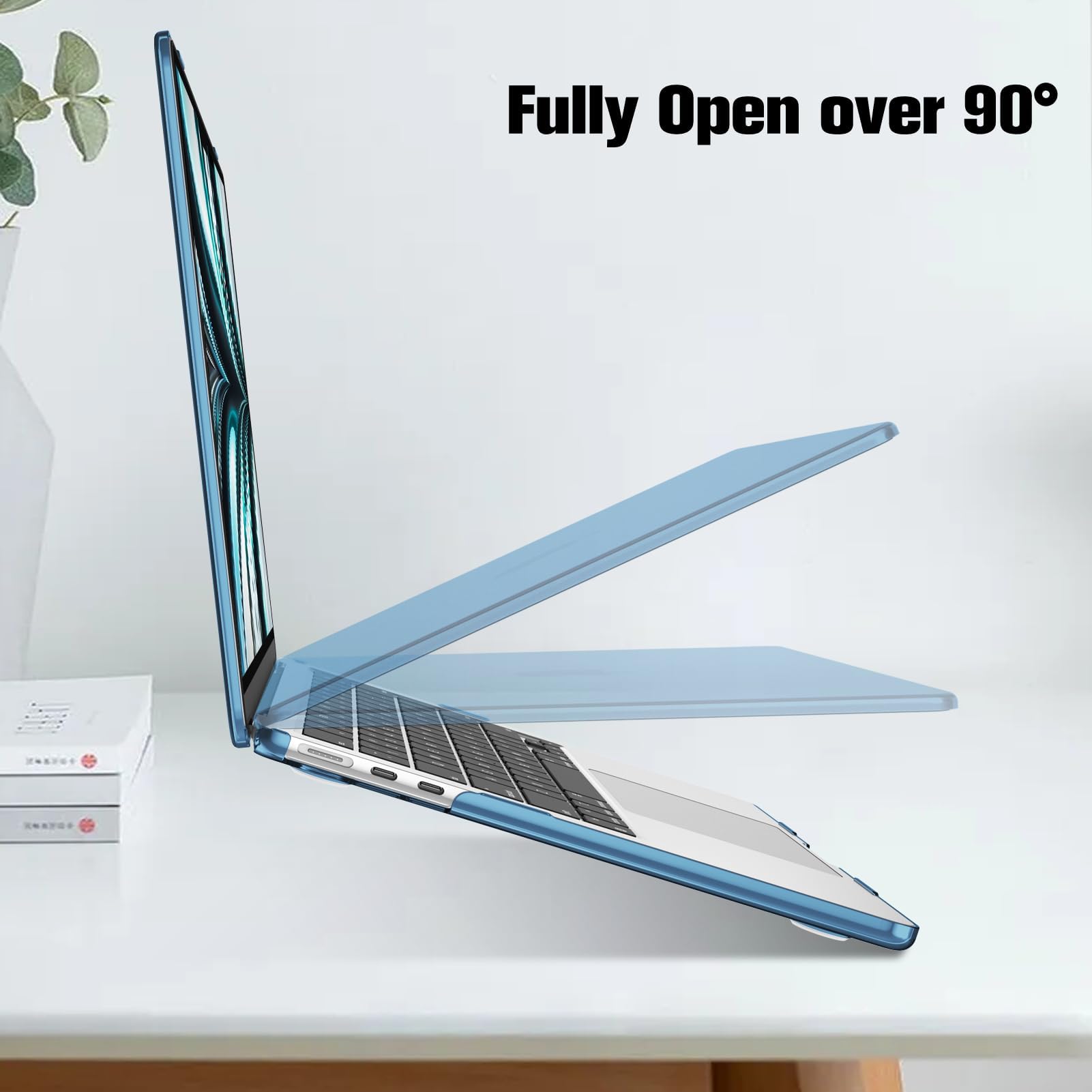 Dl3 Mobilak Compatible with MacBook Air 13.6 inch Case M3 A3113 M2 A2681 Touch ID, Protective Hard Shell Cover for MacBook Air Case M2 M3 13 inch Chip 2024 2023 2022 Release (Blue)