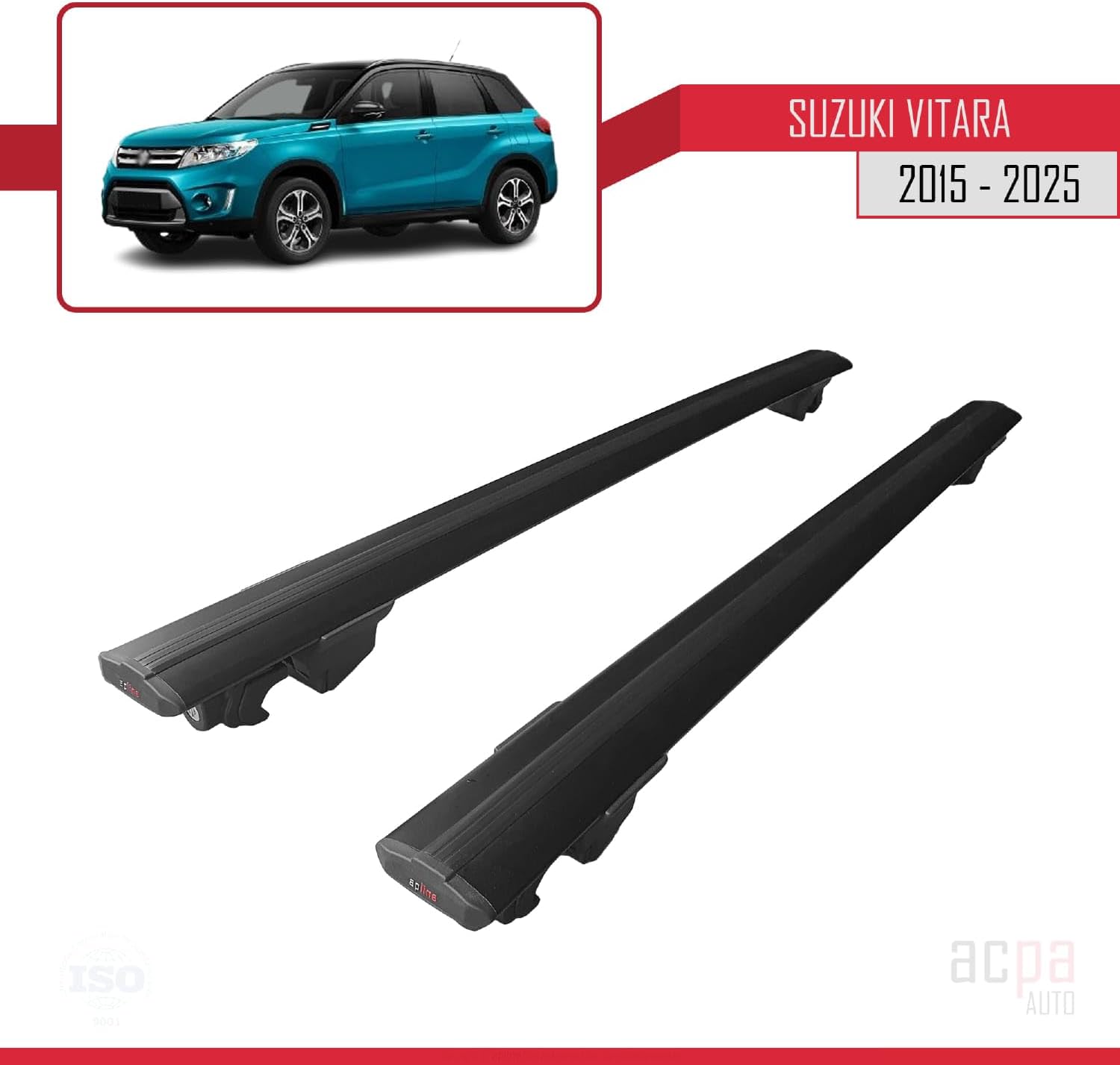 Compatible with Suzuki Vitara 2015-2023 Roof Rack Hook Luggage Rack Railing Rack with Key Aluminium Black