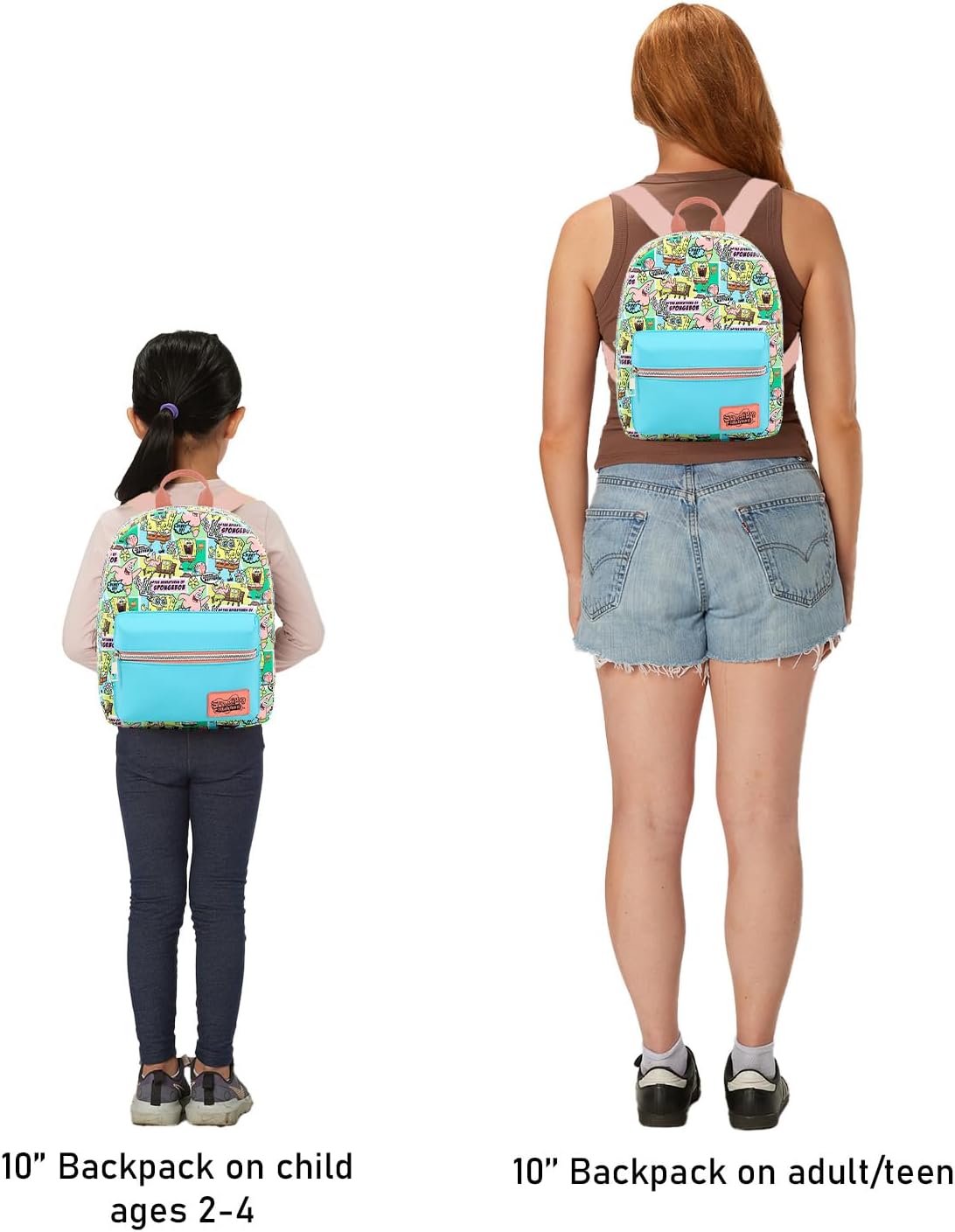 Spongebob Squarepants Mini Backpack - 10" Exclusive Faux Leather Small Backpack with Front Pocket and Button Bundle | Adjusts to Fit Adults, Teens, Kids image 5