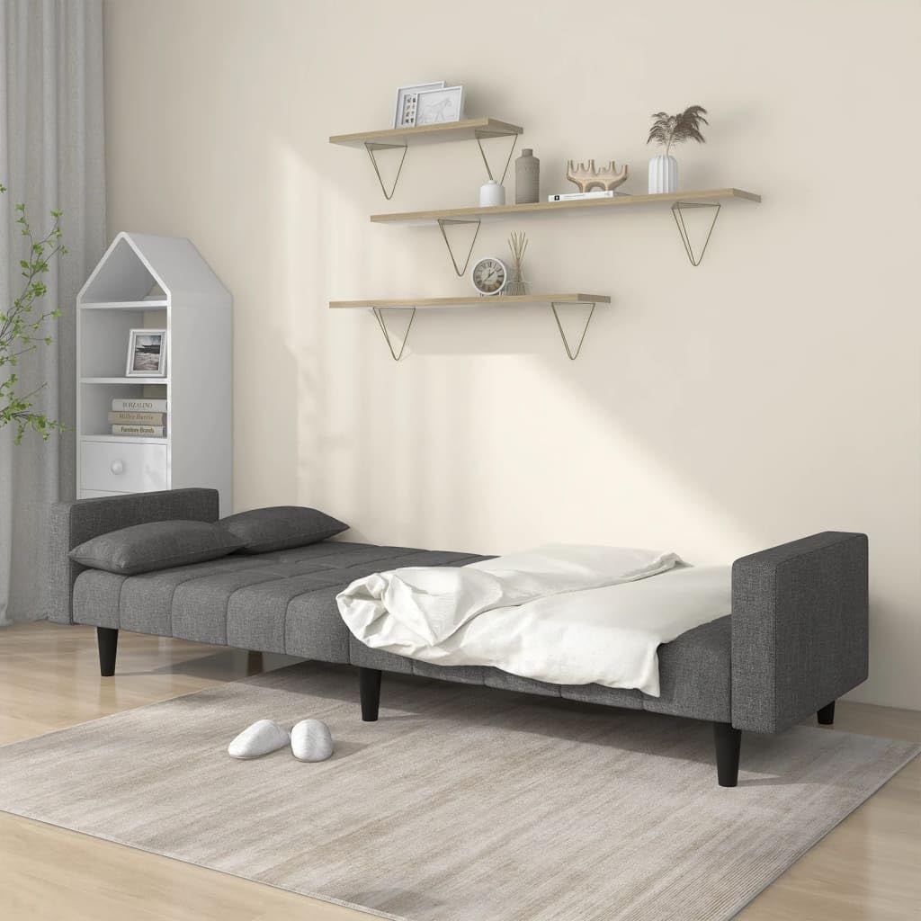 Sofa Cama, Sofá 2 Plazas, Sofá de Salón, Moderno Sofá de Apartamento u Dormitorio, Convertible, Sofá Cama de 2 Plazas con Dos Almohadas Tela Gris Claro