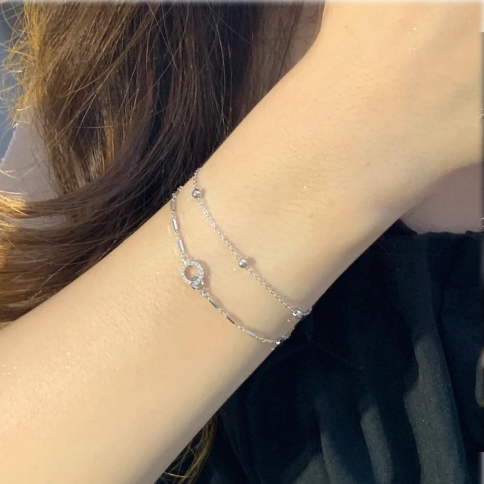 Braccialetto Donna Semplice Bracciale A Doppio Strato per - Minimalist & Elegant Hand Jewellry-sl008 Oro Bianco