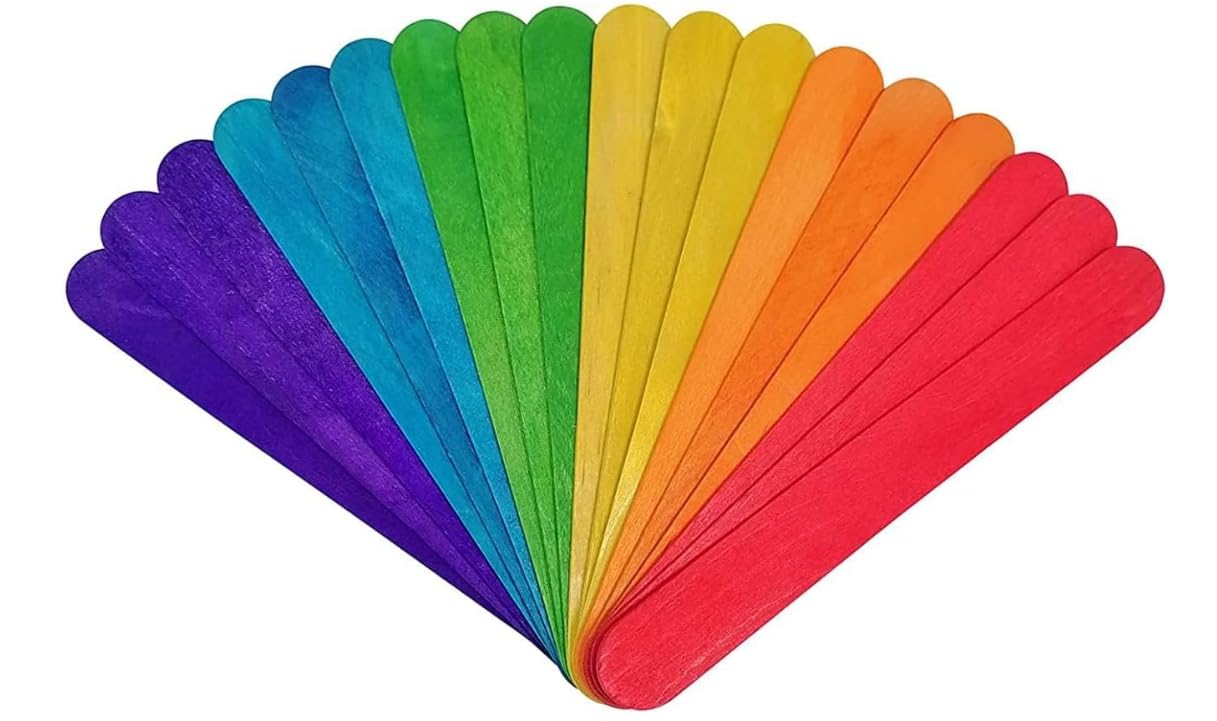 100 Jumbo Lollipop Sticks Kids Wood Crafts Painting Waxing Lolly Popsicle 150mm Large Smooth Coloured Wooden 6 Inch - Image 3
