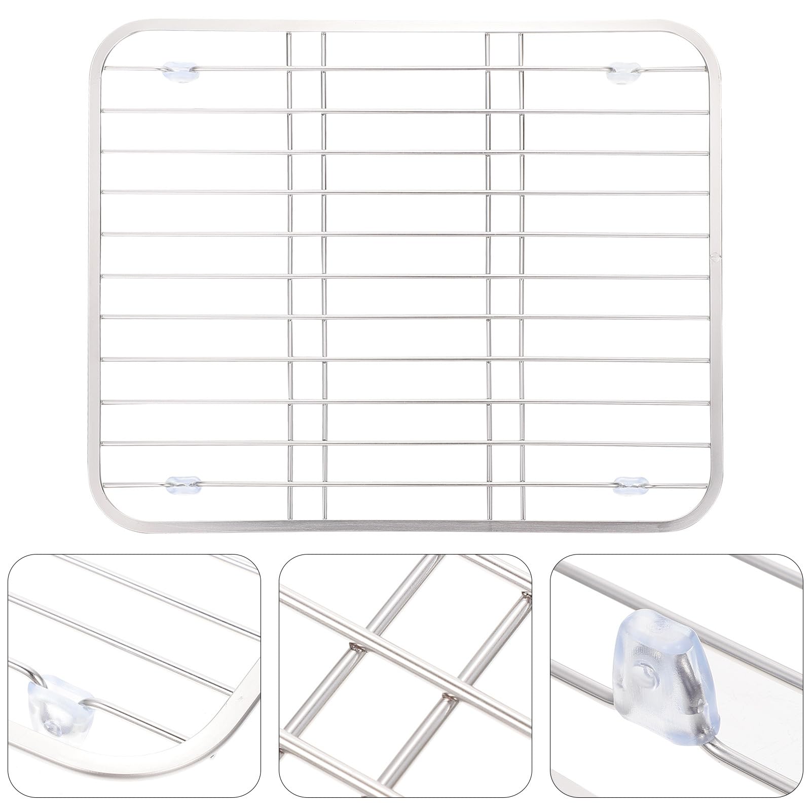 BESPORTBLE Scolapiatti in Acciaio 304 Portaoggetti per Stoviglie Griglia Ventilata Scolapiatti per Lavello Cucina 318X267X23 CM Resistente e Antigraffio per Asciugatura Stoviglie e
