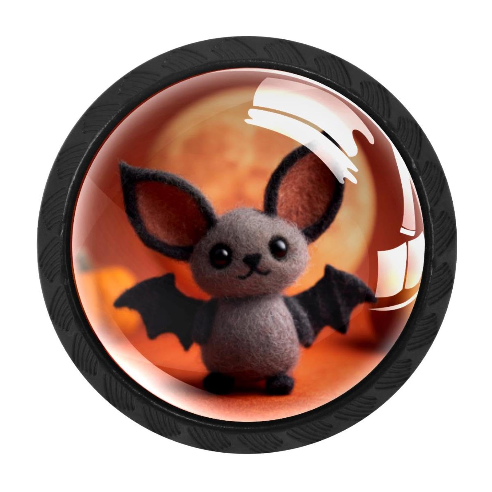 CHENZZZZ 4 PCS Halloween Bat (1) Crystal Glass Cabinet Knob Drawer Pull Handle for Kitchen Cupboard Dresser Wardrobe etc