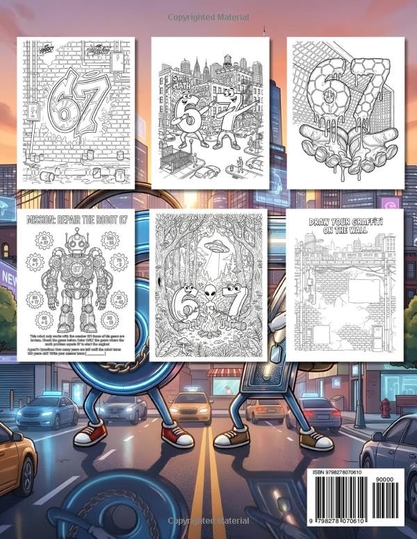 67 Coloring And Activity Book - 6-7 Six Seven Meme for Boys Ages 6-12 with Graffiti, Dragon, Sports, Animals, Pirates, Robots and Much More (67 Coloring & Activity Books for Kids) image 3