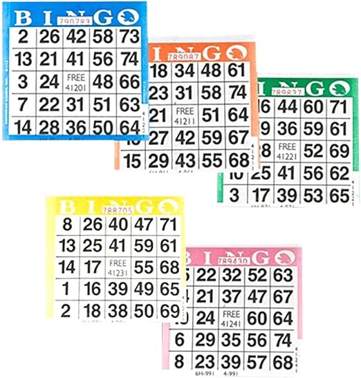 Bingo Paper Game Cards - 1 Card - 5 Sheets - 100 Books - 4 Inch Square Size Disposable Cards - Made in USA