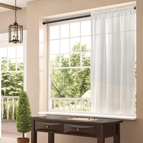 Vista 71 de 1 barra de cortina de tensión para ventanas de 27 a 50 pulgadas, barras de tensión de resorte, barras de cortina negras, barra de resorte ajustable