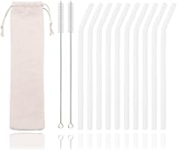 Vista 8 de JASHII Pajitas de vidrio negro, 10 popotes de cristal reutilizables con cepillo limpio, 7.87 x 0.3 pulgadas, pajitas de vidrio portátiles