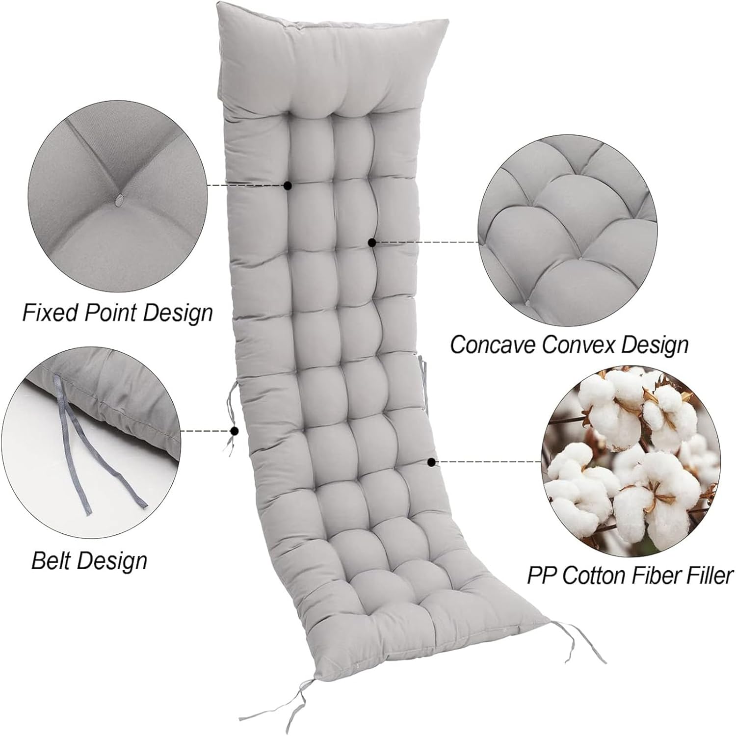 極厚ラウンジチェアクッション クラシックデザイン ソフトサンベッドパッド テクスチャードスイングチェアピロー ホームデコレーション