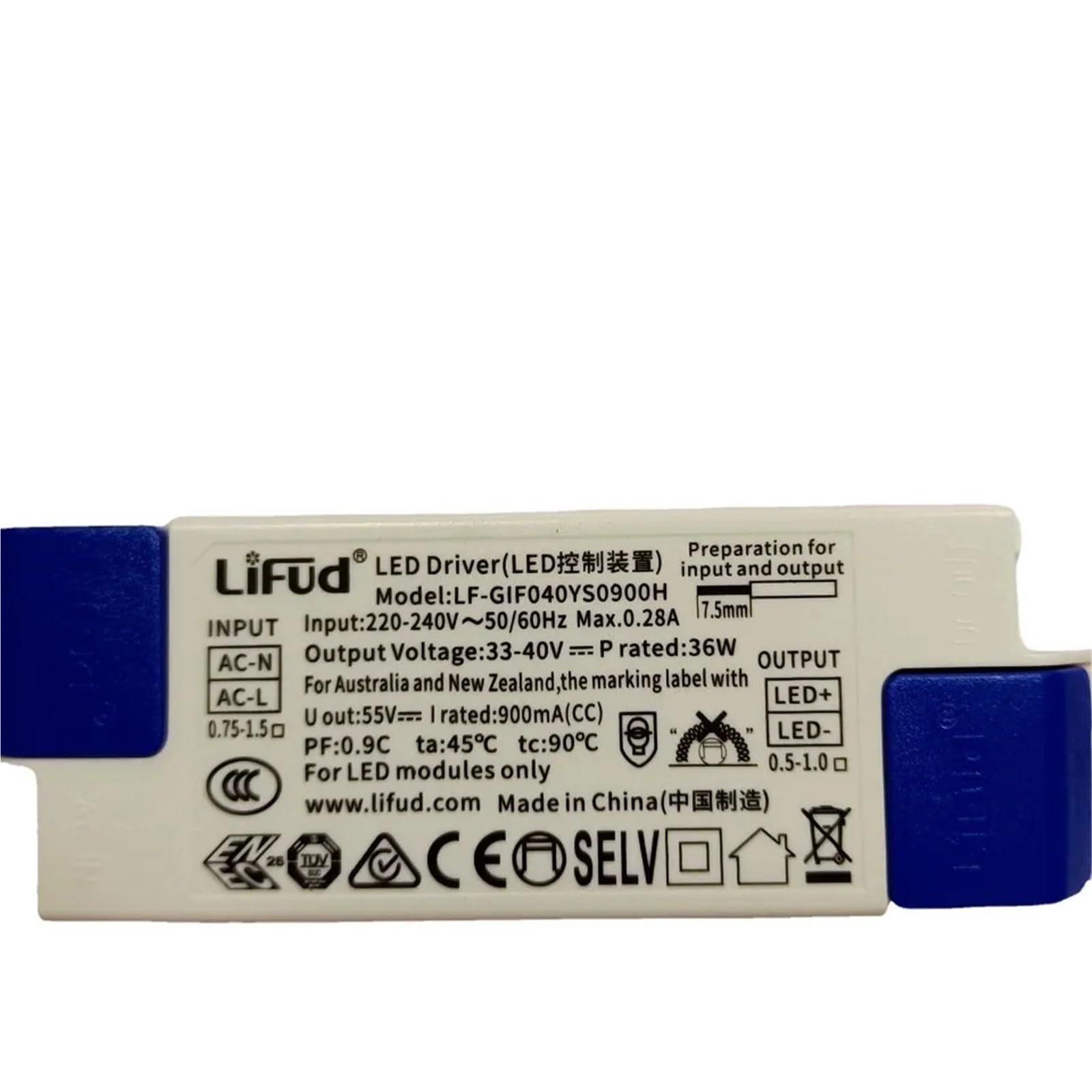 FCARUMIQP No Flicker LED Driver 36W 900mA DC 33-40V AC220-240V LF-GIF040YS0900H Power Supply Free Panel Light