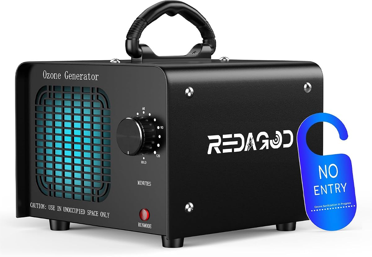 Ozongenerator 48000mg/h Ozongerät, Redagod Ozonisator Industrieller mit 120 Min Timer O3 Ozon Luftreiniger bis zu 300㎡ Geruchsneutralisierer für Auto Hotel Küchen Garage Wohnung Eisen