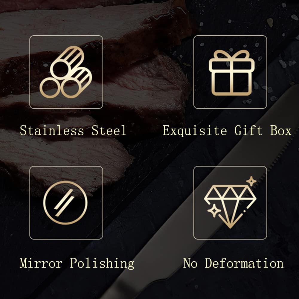Besteck Set, Besteckset 4 Personen Steak Besteck Set Luxus-Besteck-Sets, Spiegelpoliertes Besteckset Spülmaschinenfest Elegantes Tafelbesteck für Home/Wichtige Abendessen (16 Stück)