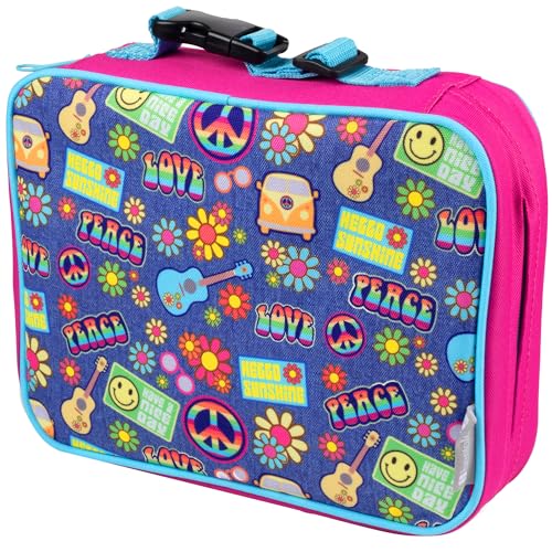 Bentology Lunch Bag for Girls- Kids Insulated Durable Lunchbox Tote Fits Bento Boxes, Containers, Jars & Water Bottles- Reusable School Lunch Sleeve w Clip on Handle- Keep Food Hotter or Colder Longer