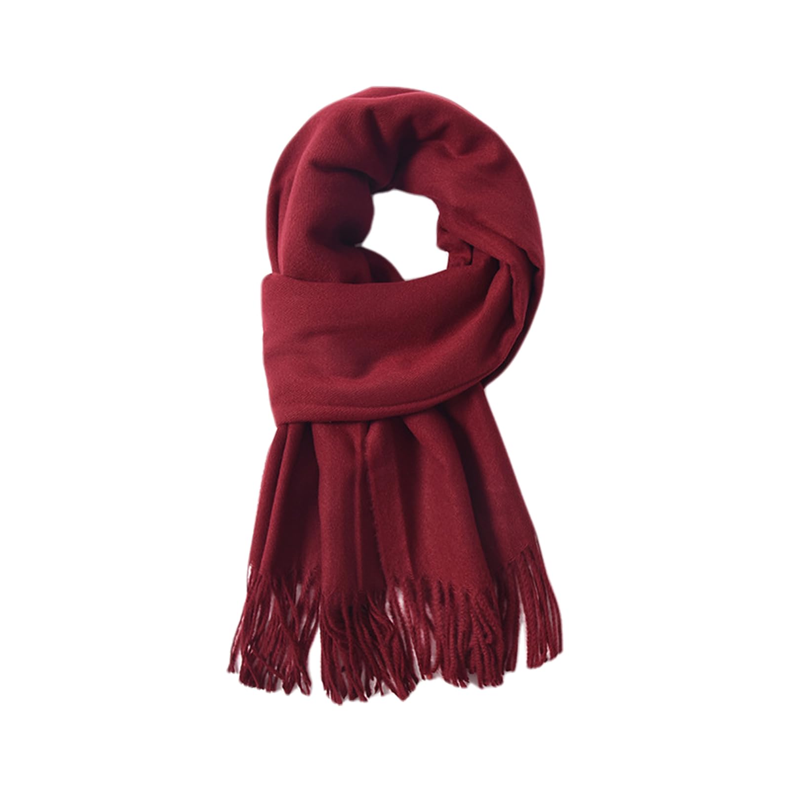 CYian Scarf for Women Winter Scarf Soft Warm Pashmina Shawls Scarves with Tassels Long Blanket Scarfs Dark Red