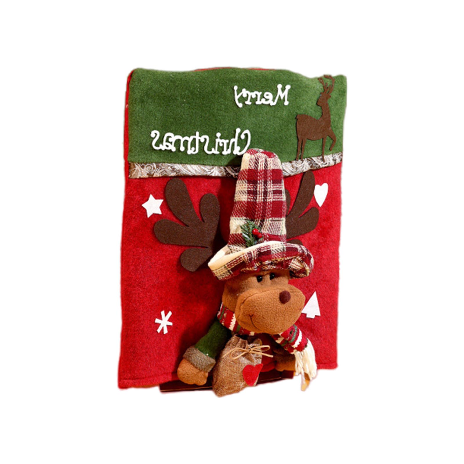Tsophreniq Chair Slipcovers Santa Snowman Design Washable Fabric Quick Installation Holiday Decorations Festival Chair Protectors