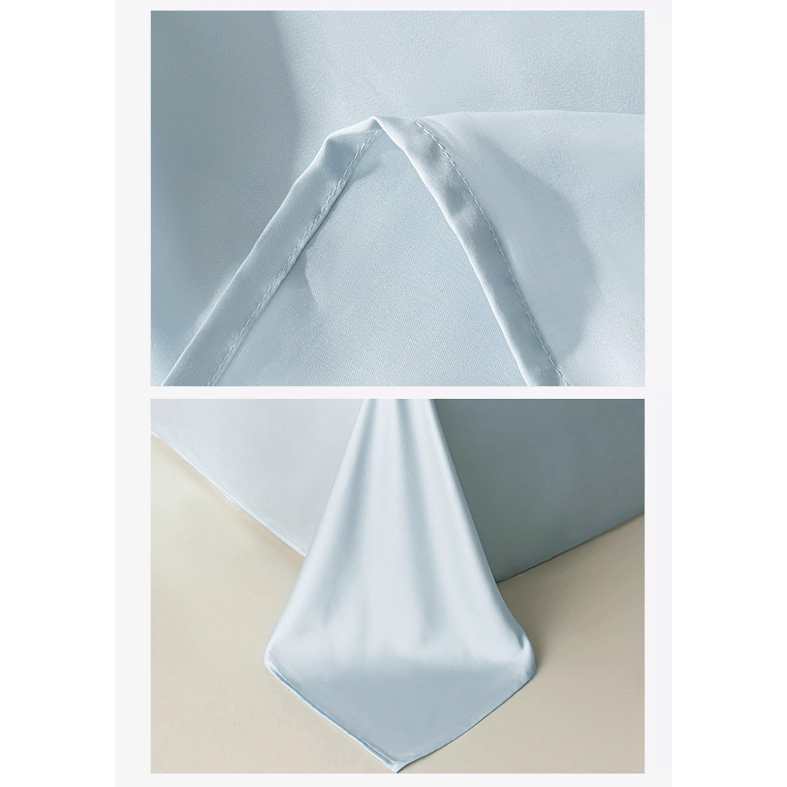 Sábana Encimera 160x230cm a 245x265cm Sábana Plana de Tencel de 500 Hilos Transpirable Ultra Suave para Cama 90cm a 200cm(White,245x265cm+48x74cm x2)