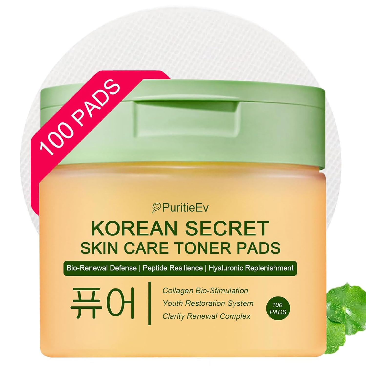 Korean Skin Care Toner Pads with Snail Mucin, 100 Count