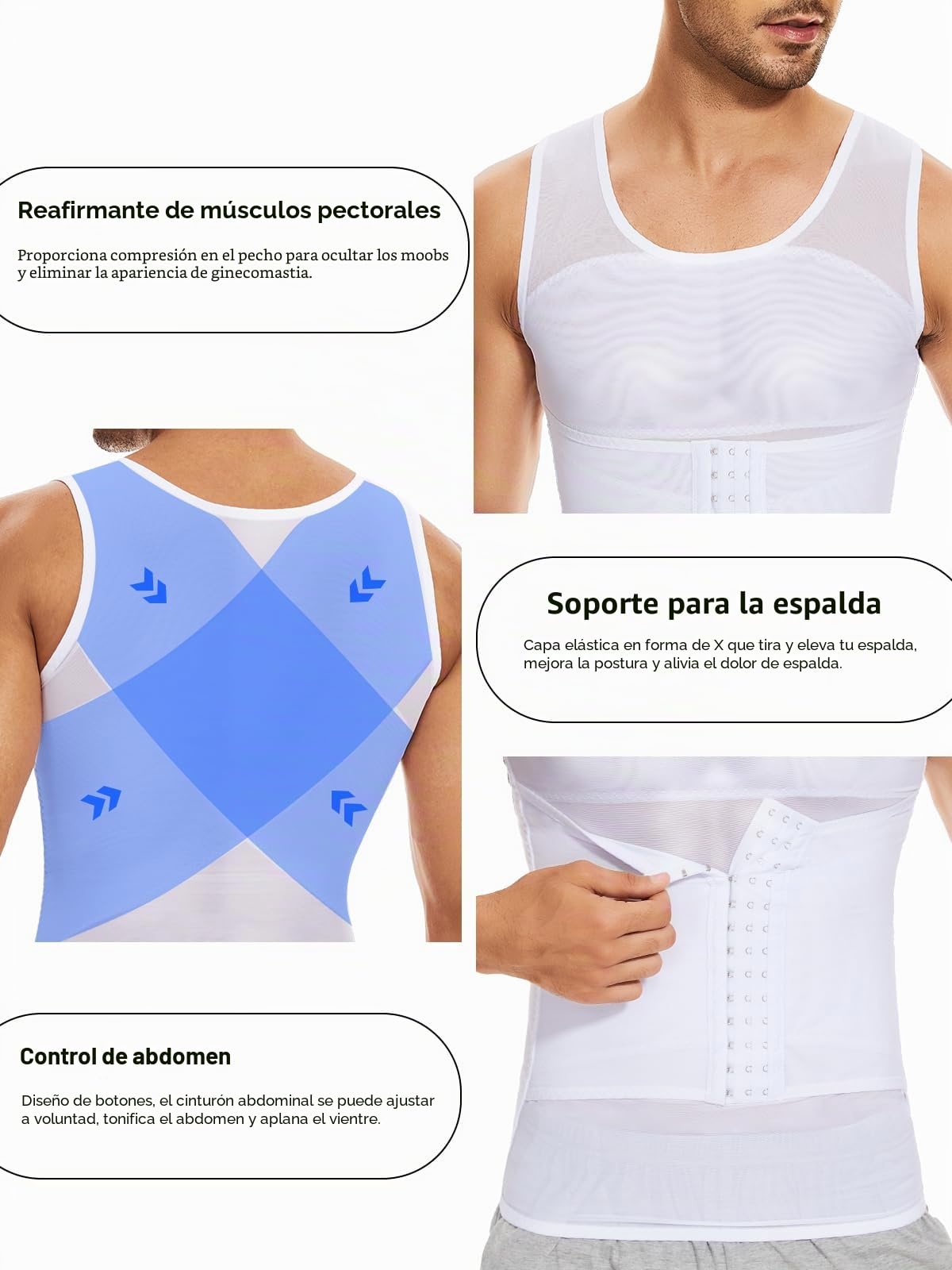 SLIMBELLE Camiseta Reductora Compresión para Hombres Fajas Moldeadora Alta Elasticidad para Comprimir Pecho Abdomen y Cintura Camisa de compresión Slim para Hombres