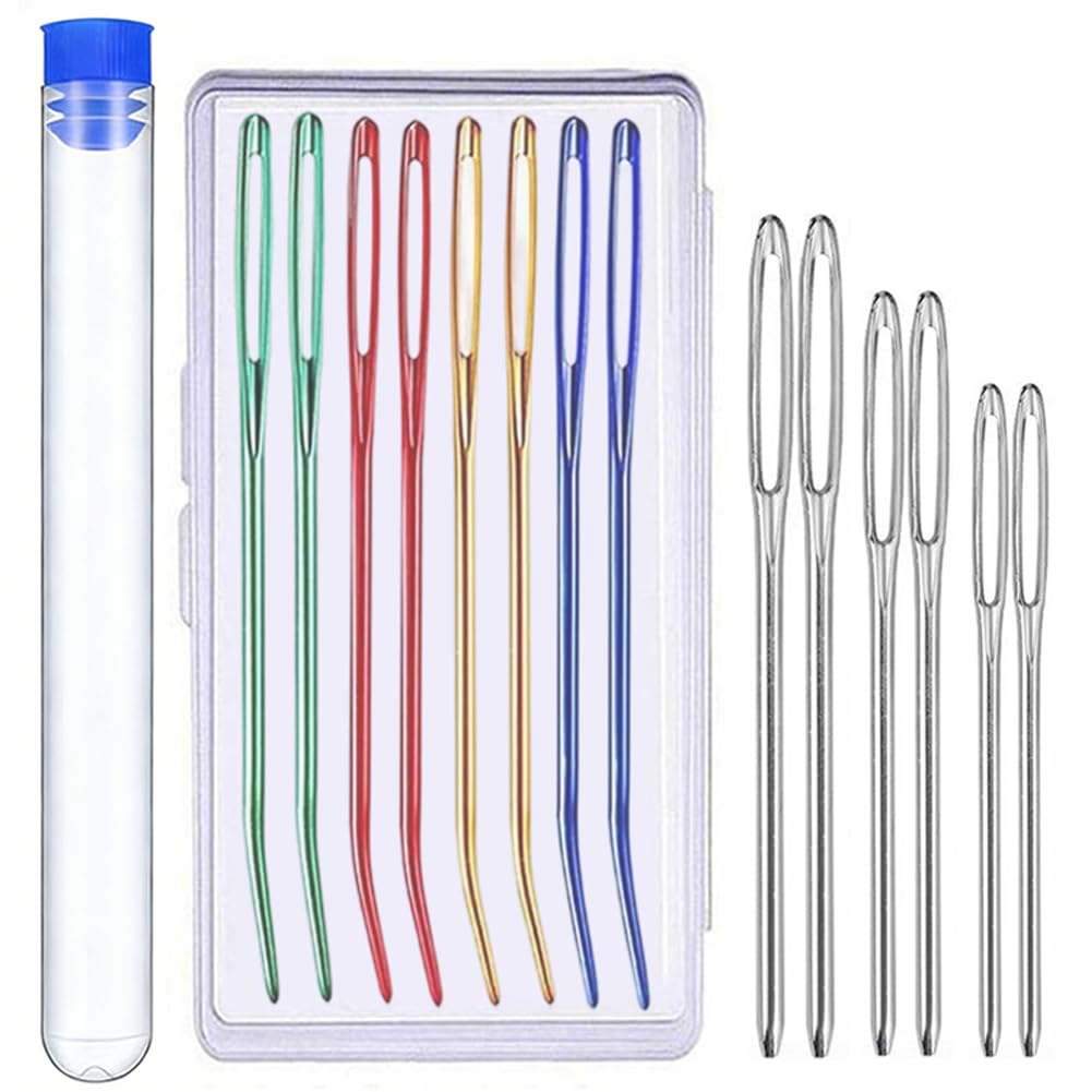 Jynkchrenzic Multcolour 26 Pcs Hand Knitting Needles Darning Needle 4 Sizes Large Needles For Sewing Yarn Needle With Transparent Needle Tube For Stitching And Weaving