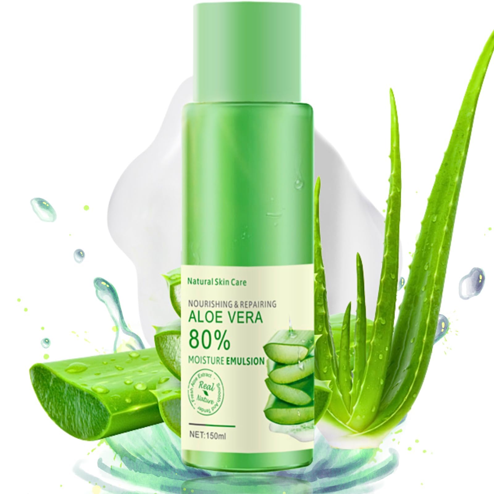 Organic Aloe Vera Cream, Aloe Vera Moisturiser Face Cream with Vitamin E, Relieve Irritated Skin Caused by Sunburn, Rashes, All Skin Type