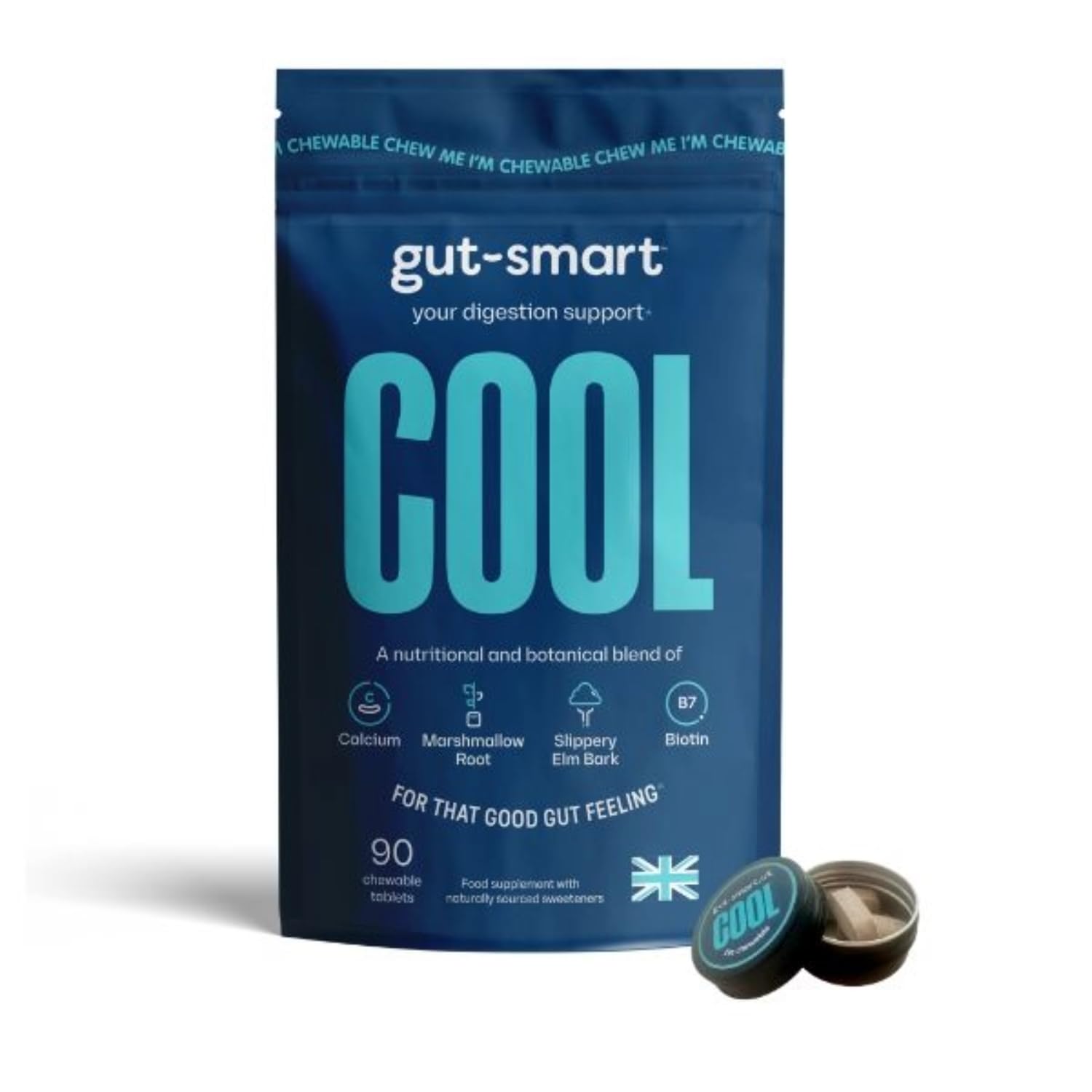 Gut-Smart Cool Natural Heartburn Relief - 90 Chewable Tablets
