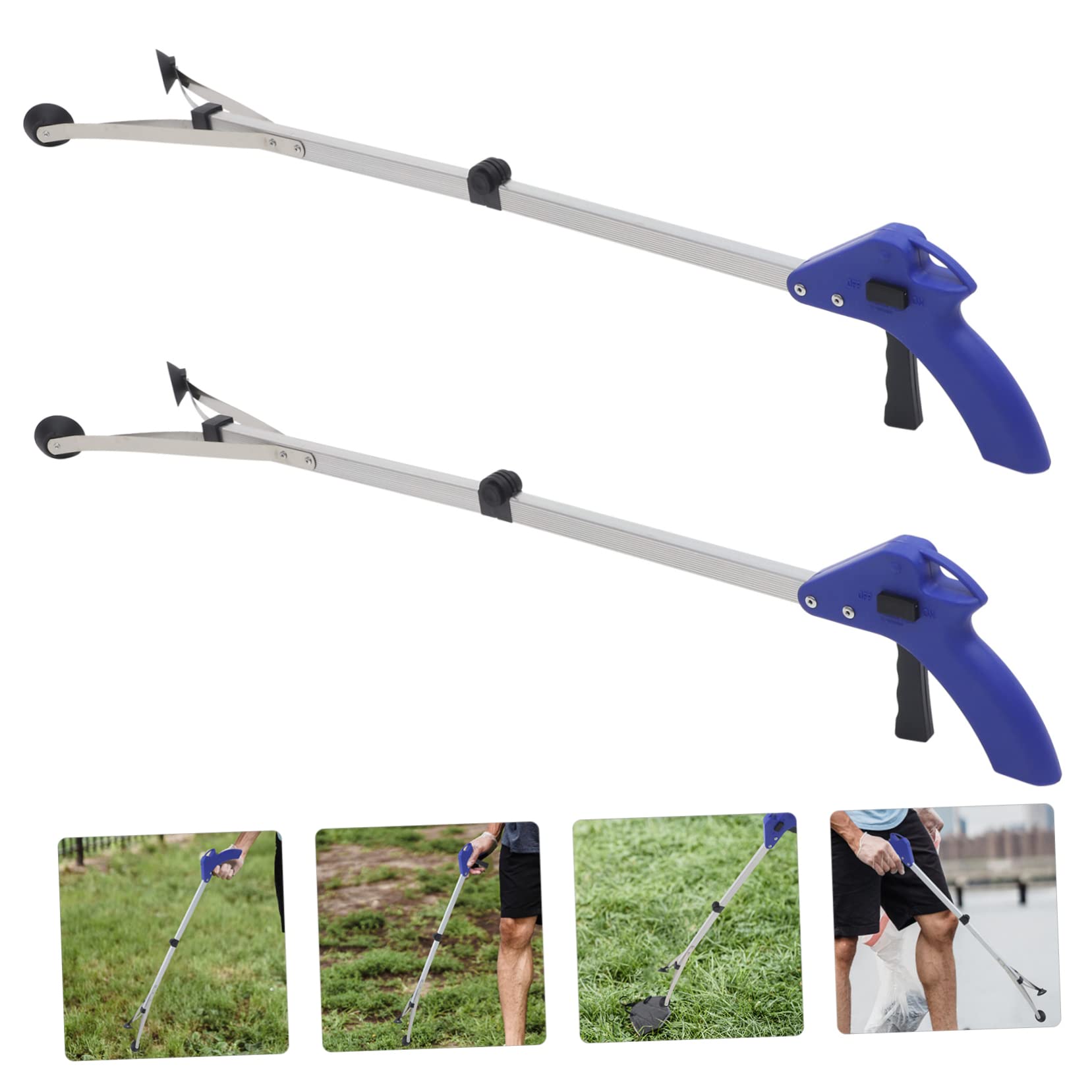 CALLARON 2pezzi Pinza Rifiuti Pieghevole in Di Alluminio Strumento Per Raccogliere Rifiuti Da Giardino Estendibile Per Evitare Di Piegarsi Adatto Per Uso Ed