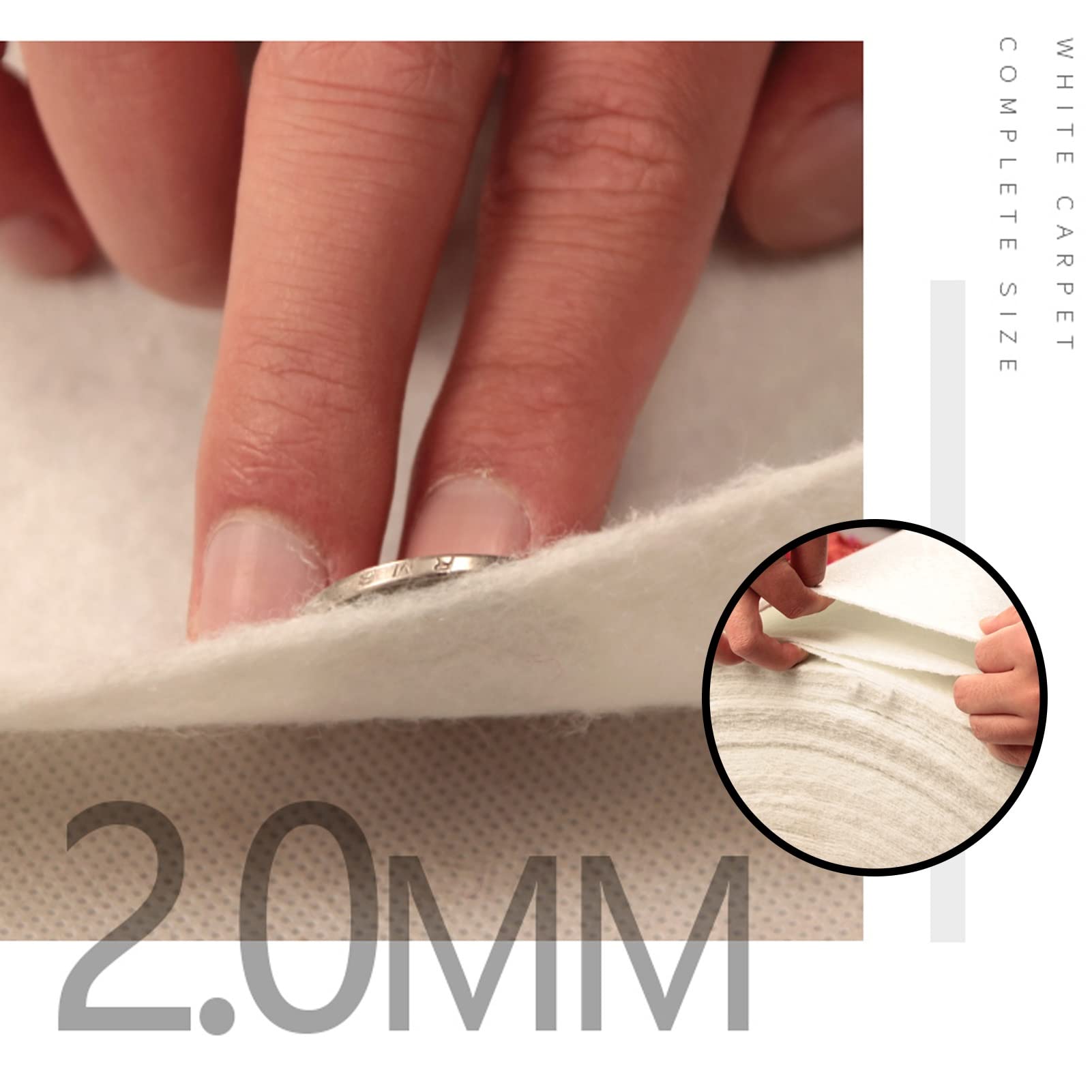 10m 20m 30m Hochzeitsteppich Gangläufer Weiß Laufsteg Teppich Läufer Teppich 2mm Dicke Event Braut Gehweg Läufer Rolle für Hochzeit Kirche Party, Zuschneidbar (Size : 1x50m)