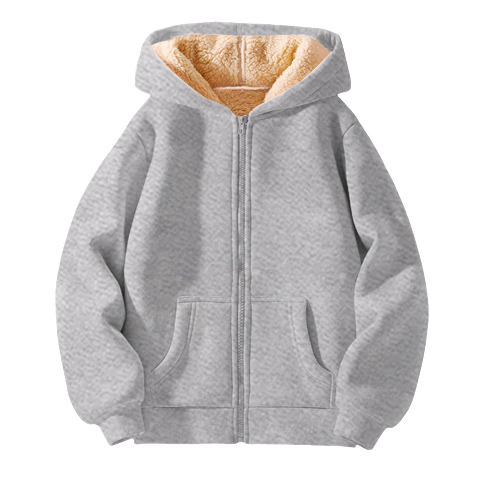 2025 Vêtements d'extérieur pour garçons et filles en laine d'agneau épaisse - Polyvalents - Décontractés, chauds et chauds - Pour grands enfants en hiver - Pull à capuche