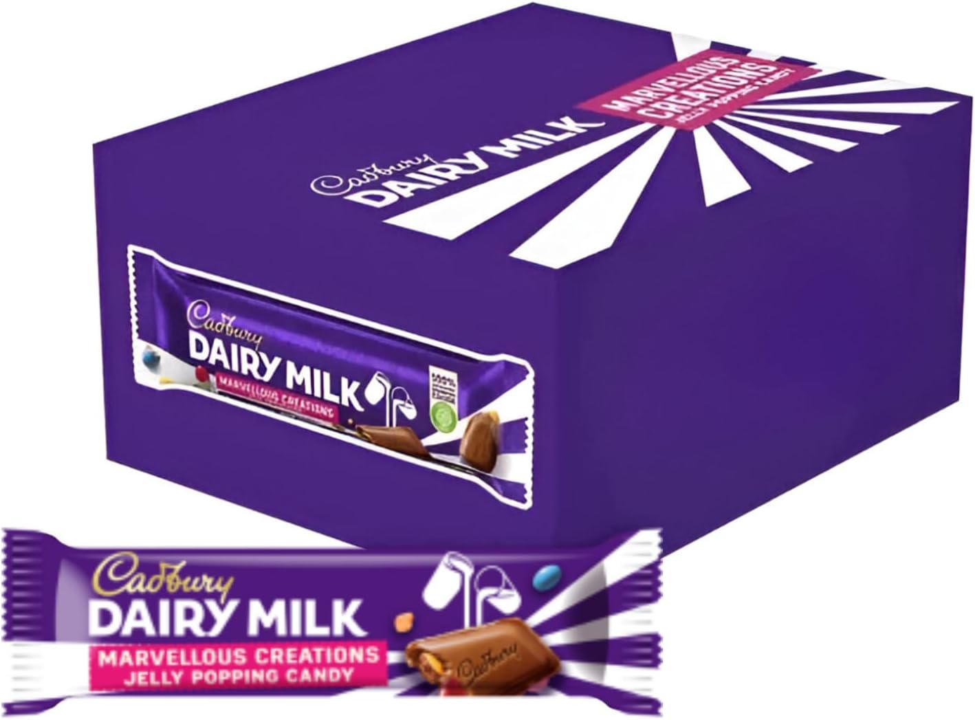 Cadburys Dairy Milk, Marvellous Creations Jelly Popping Candy, 38g (Pack of 12) Box (Imported Egypt)