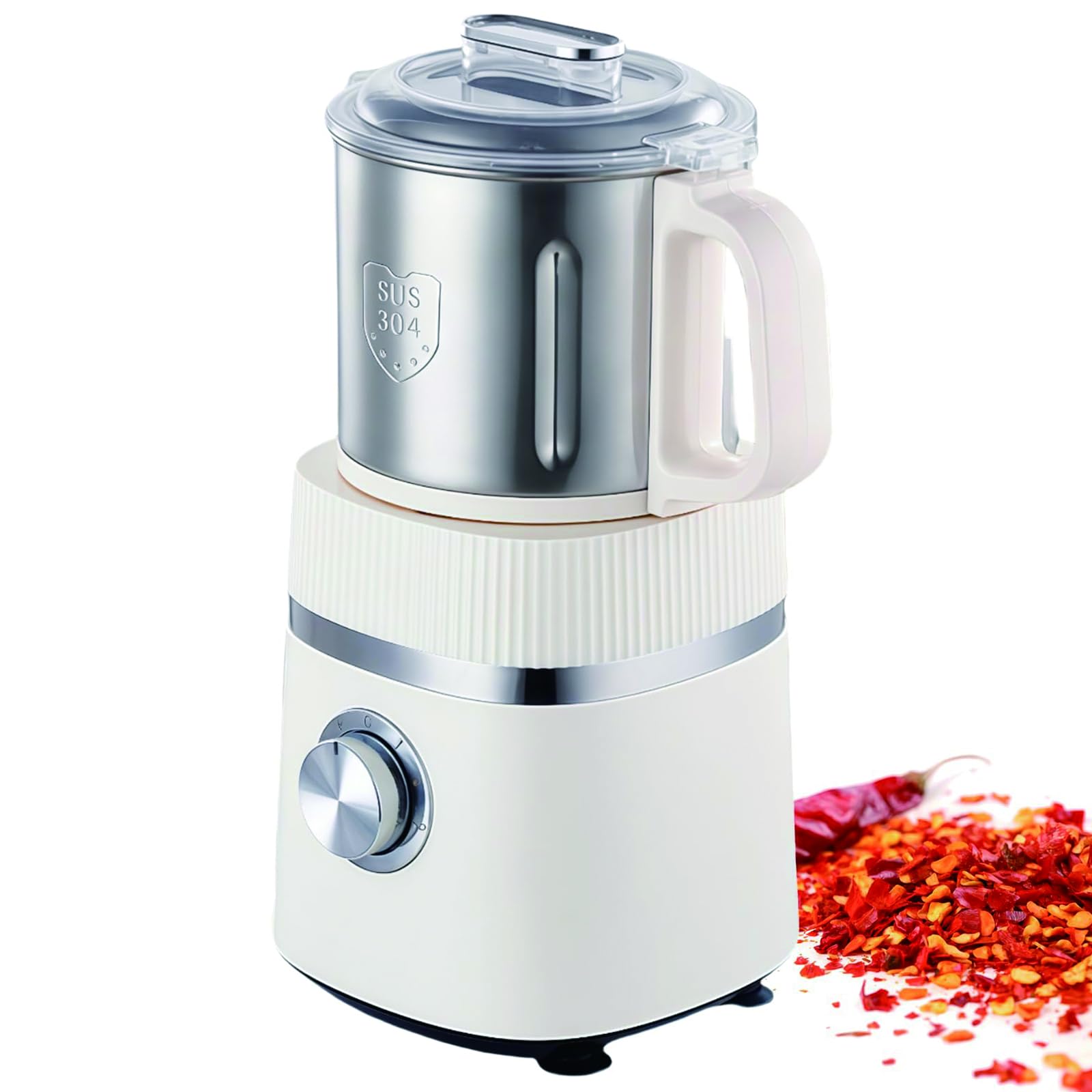Molinillo Eléctrico De Granos 500W – Molino De Acero Inoxidable 600ml para Especias Café Nueces & Hierbas Secas Y Húmedas 26000RPM Cuchillas Dobles Molienda Automática con Un Toque Taza