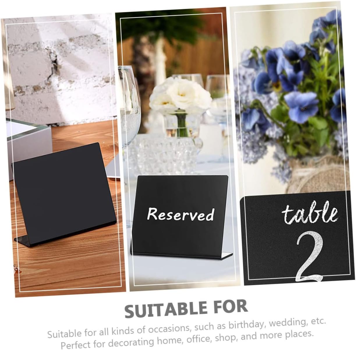 Acrylic Memo Blackboard, Wedding Chalkboard Sign with 12pcs Small Blackboards and 1 Chalk Marker, Black Desktop Display Board for Party Decorations and Home Countertop