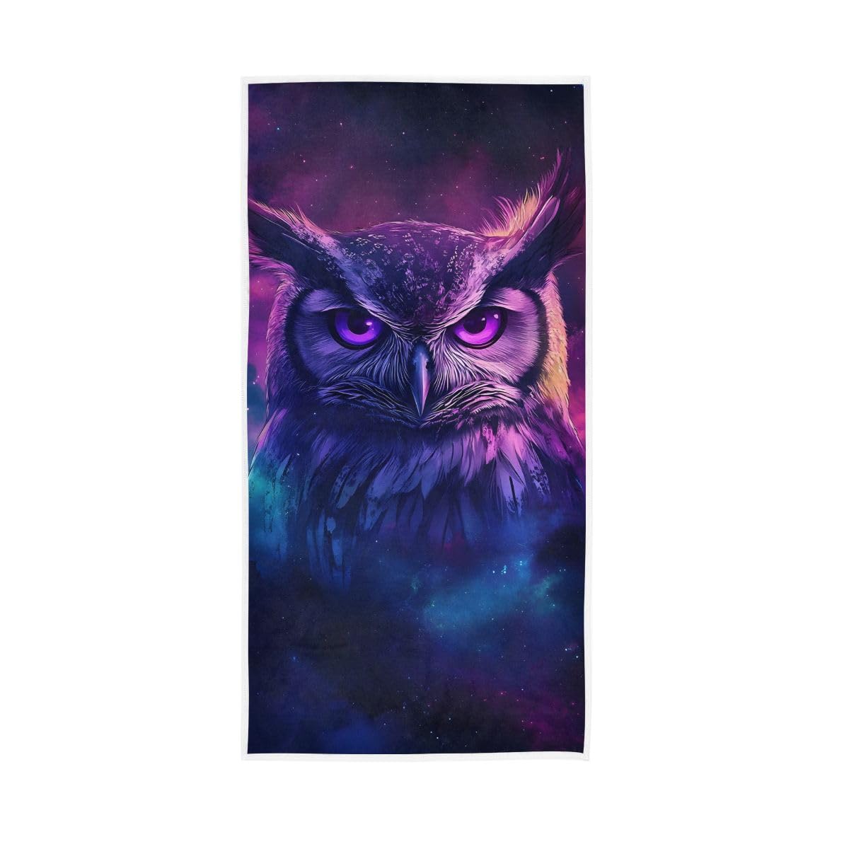 LSRCPD Owl with Purple Eyes Hand Towel, 15 x 30 Inches, Soft Highly Absorbent Towels for Bathroom Gym Hotel